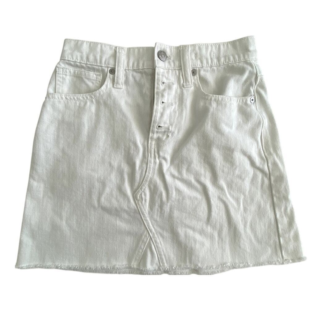 Womens Madewell Cream/White Rigid A Line Denim Skirt Size 23